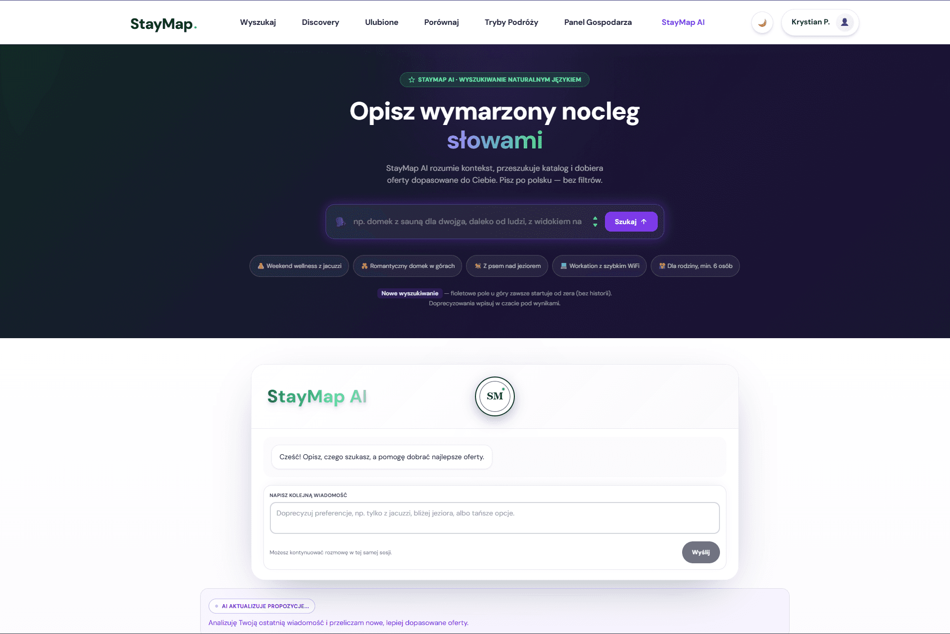 StayMap Polska - wyszukiwanie noclegów z pomocą AI