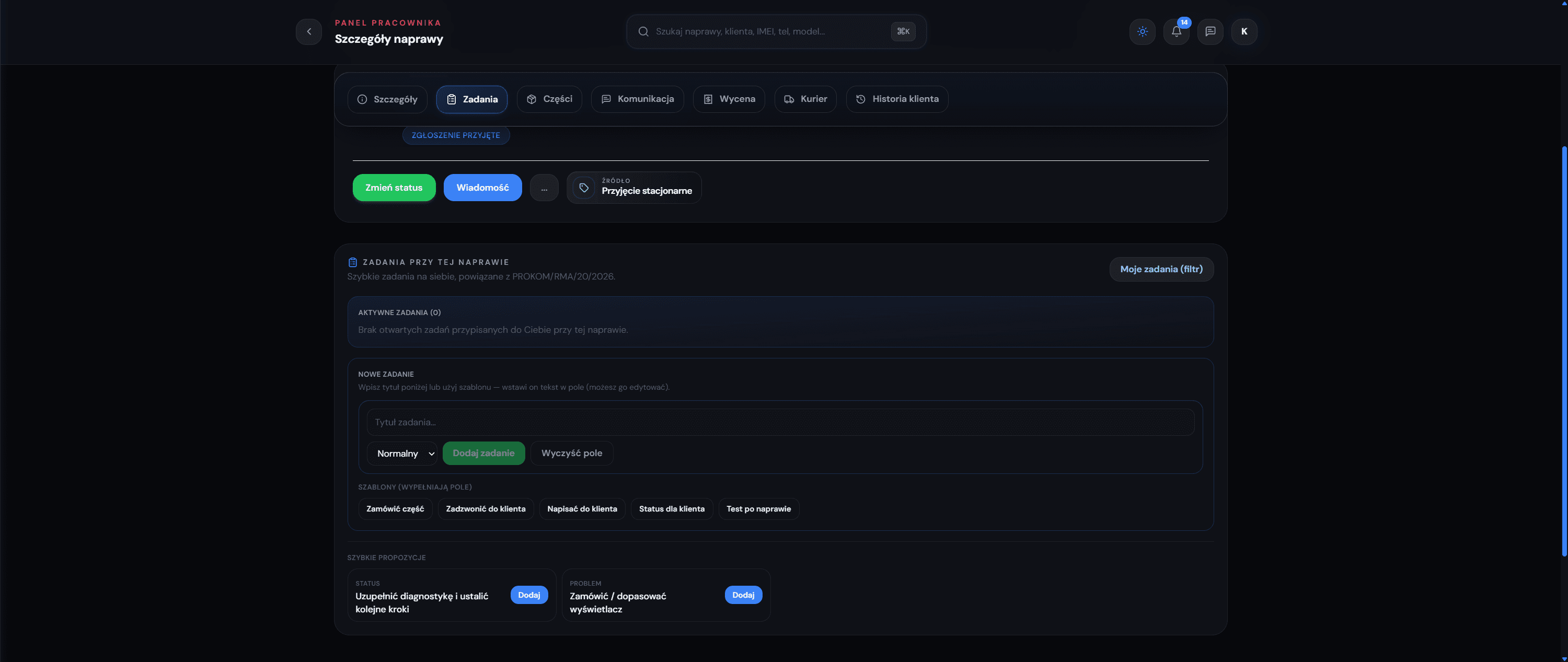 PRO-KOM Serwis System - Zadania do naprawy